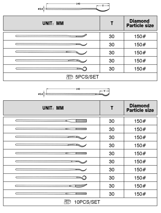 Diamond Shaped Needle Files 10 Set 金刚石异形什锦锉